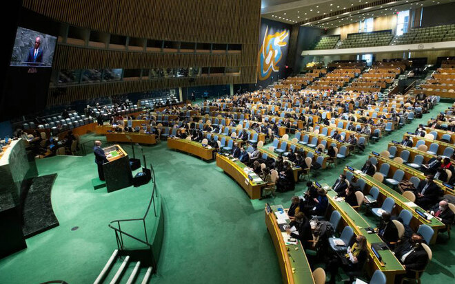 Asembleya ng UN, nanawagang itigil ang sagupaan sa Ukraine_fororder_20220301UN